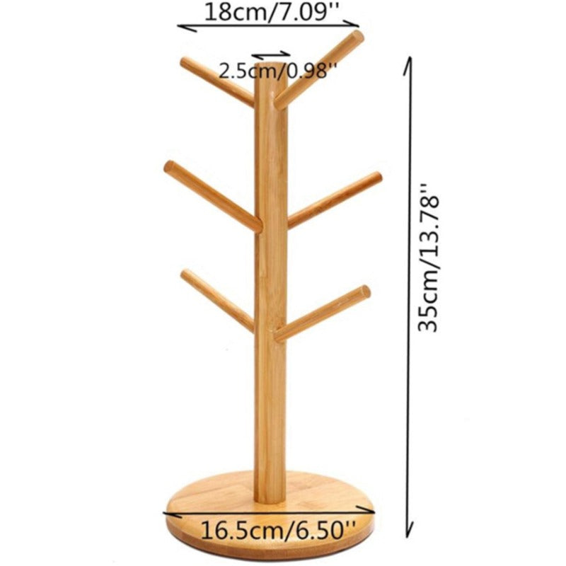 Bamboo Wooden Coffee Mug Tree Stand by HitMyNeed