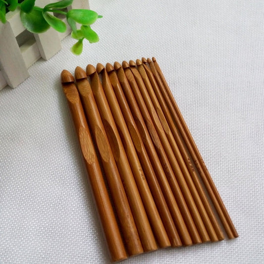 Bamboo Wooden Crochet Hooks Set, 12 Sizes by HitMyNeed