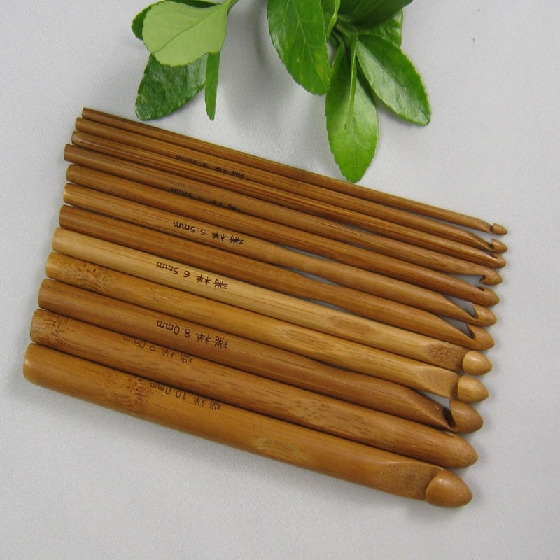 Bamboo Wooden Crochet Hooks Set, 12 Sizes by HitMyNeed
