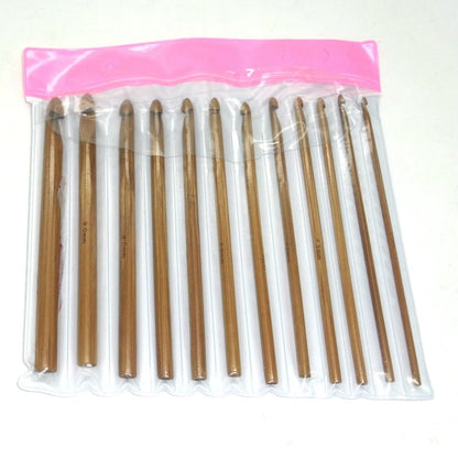 Bamboo Wooden Crochet Hooks Set, 12 Sizes by HitMyNeed