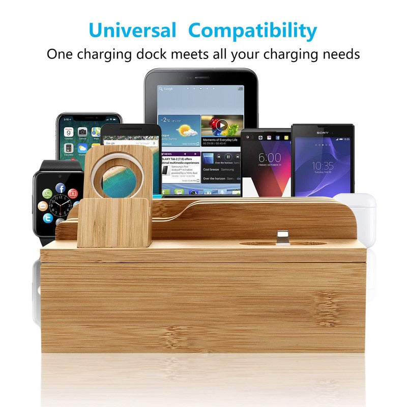 Bamboo Wooden Docking Station Charging Dock by HitMyNeed
