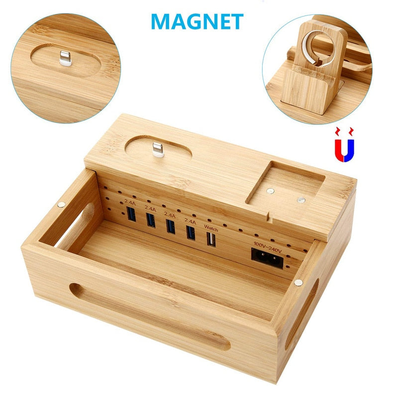 Bamboo Wooden Docking Station Charging Dock by HitMyNeed