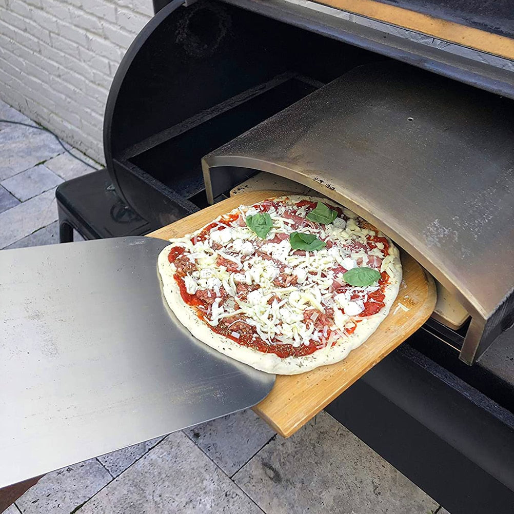 Bamboo Wooden Pizza Tray with Handle 29.5 cm by HitMyNeed