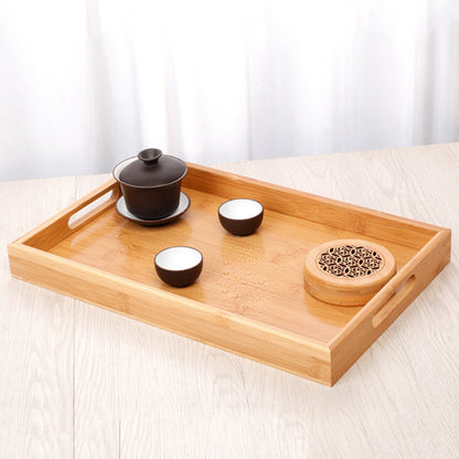 Bamboo Wooden Rectangular Serving Tray with Handles by HitMyNeed