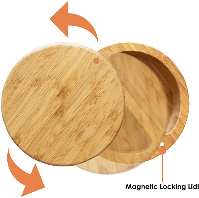Bamboo Wooden Salt Container with Dual Compartments by HitMyNeed