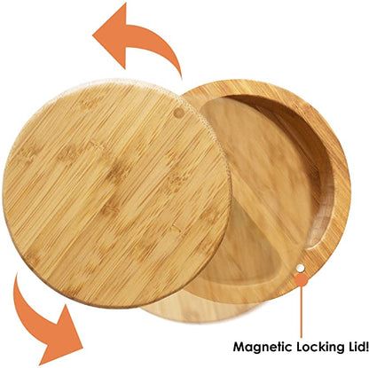Bamboo Wooden Salt Container with Dual Compartments by HitMyNeed
