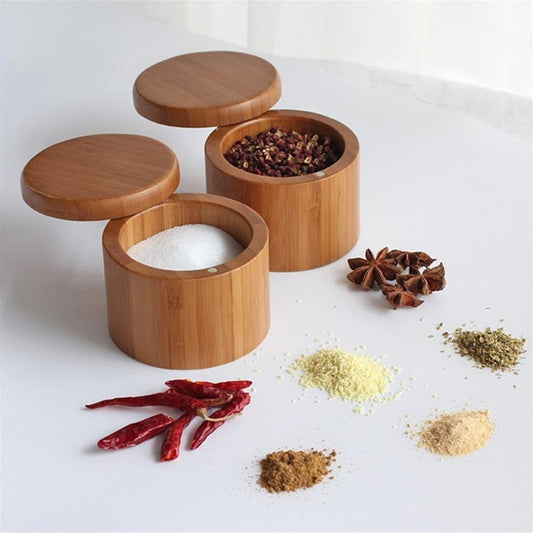 Bamboo Wooden Spice Container with Magnetic Lid by HitMyNeed