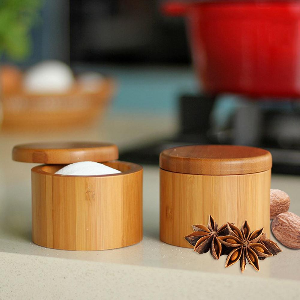 Bamboo Wooden Spice Container with Magnetic Lid by HitMyNeed