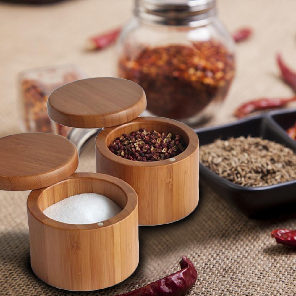 Bamboo Wooden Spice Container with Magnetic Lid by HitMyNeed