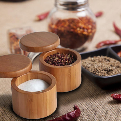 Bamboo Wooden Spice Container with Magnetic Lid by HitMyNeed