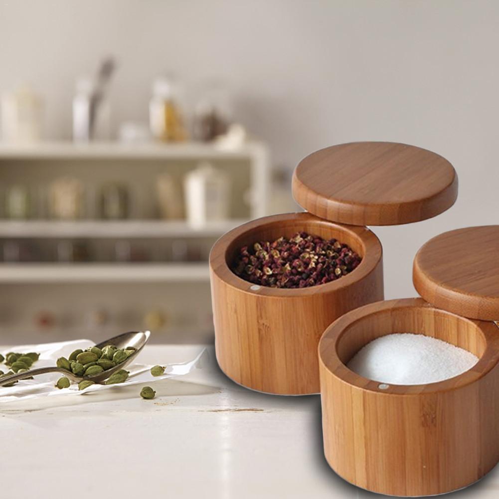 Bamboo Wooden Spice Container with Magnetic Lid by HitMyNeed
