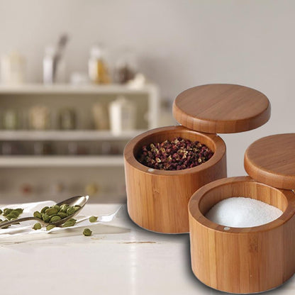 Bamboo Wooden Spice Container with Magnetic Lid by HitMyNeed
