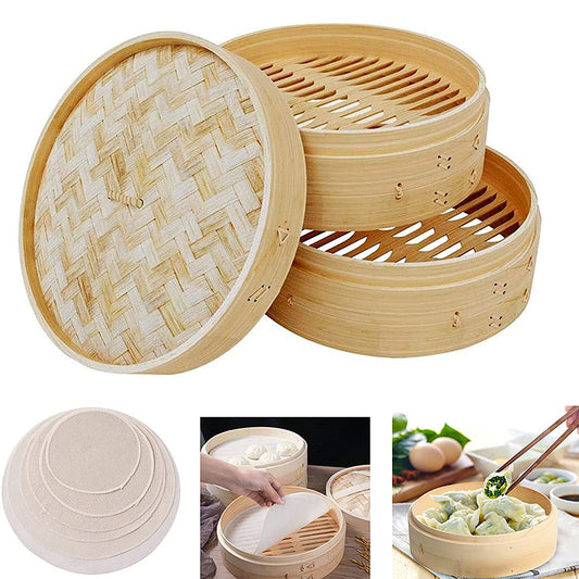 Bamboo Wooden Steamer Basket with Lid 15cm by HitMyNeed