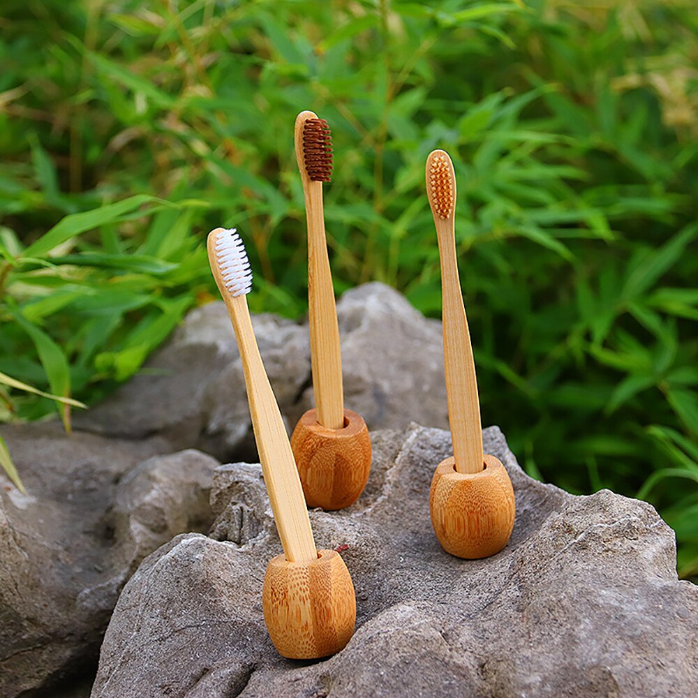 Bamboo Wooden Toothbrush Holder Stand by HitMyNeed