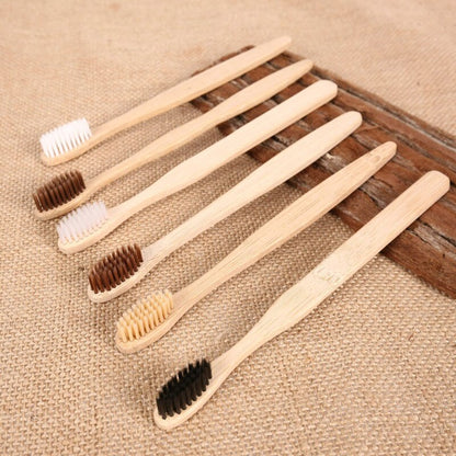 Bamboo Wooden Toothbrush Soft Bristle (10 Pack) by HitMyNeed