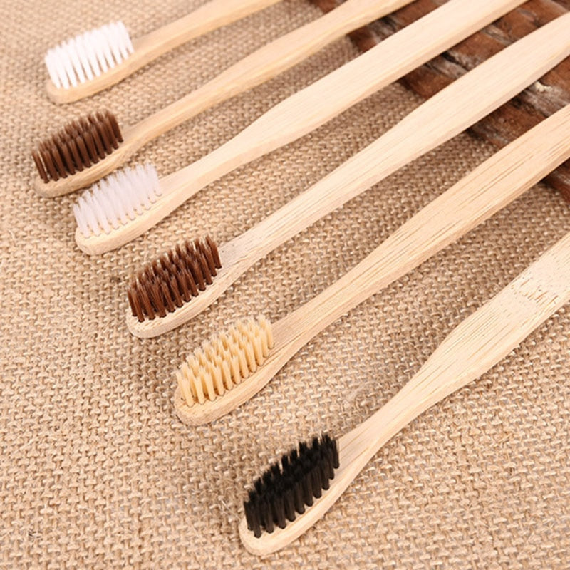 Bamboo Wooden Toothbrush Soft Bristle (10 Pack) by HitMyNeed
