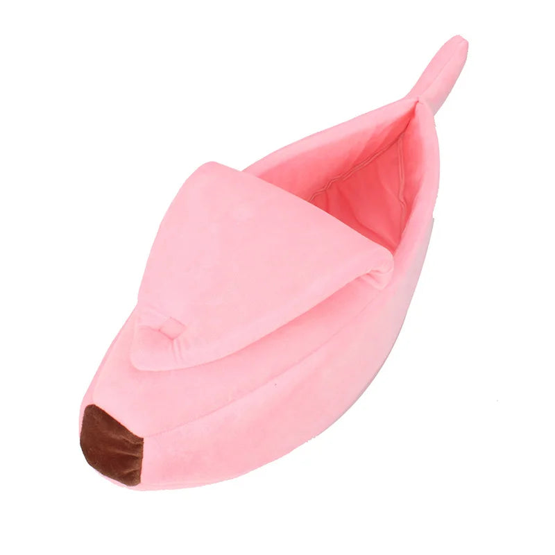 Banana Cat Bed House for Cats and Small Dogs pink l-65x25x18cm by HitMyNeed