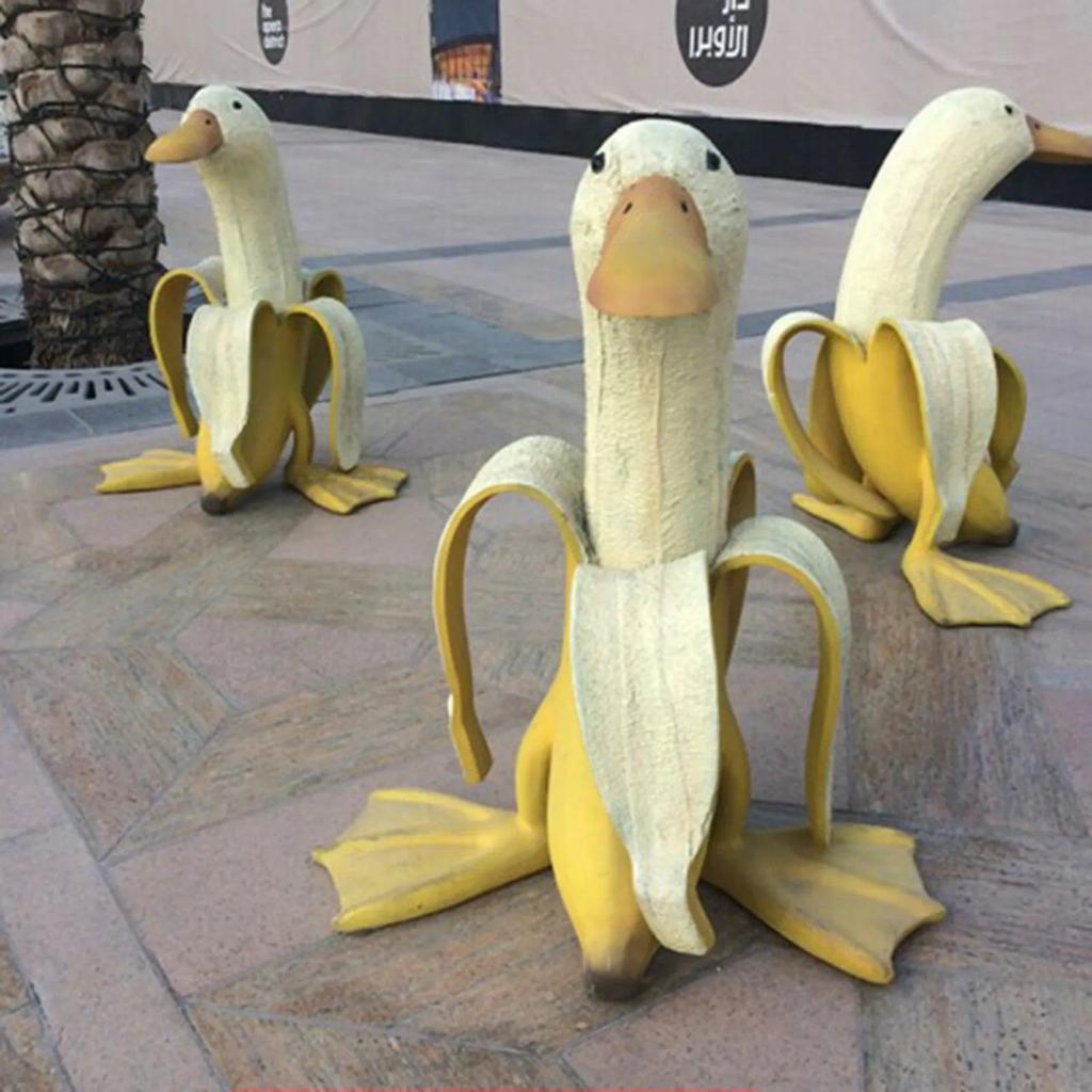 Banana Duck Garden Statue Outdoor Yard Ornament by HitMyNeed