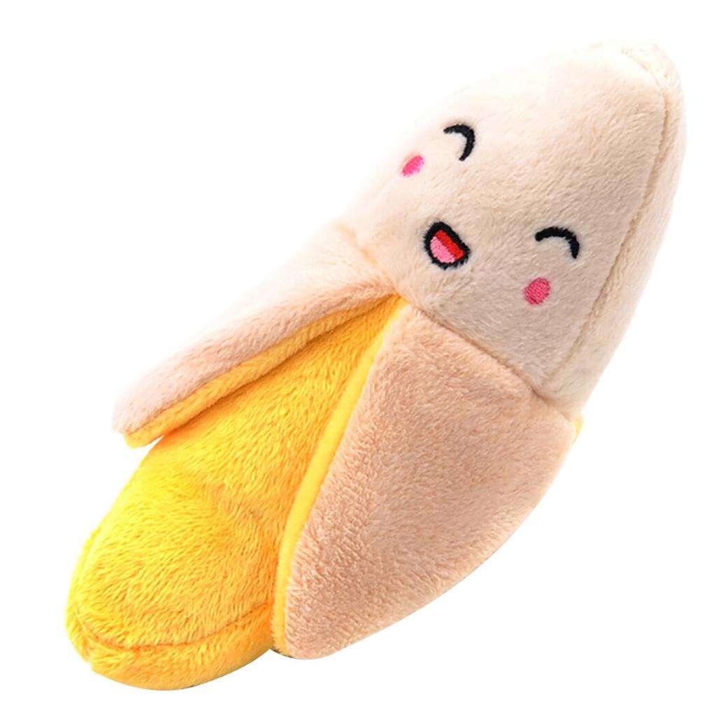 Banana Squeaky Dog Toy Plush with Movable Peel by HitMyNeed