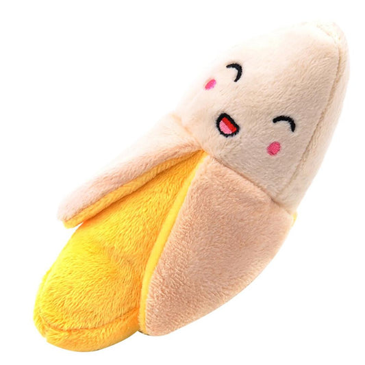 Banana Squeaky Dog Toy Plush with Movable Peel by HitMyNeed