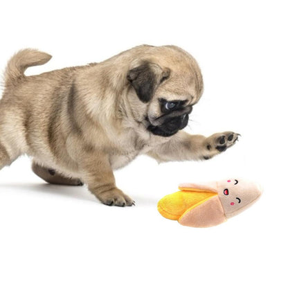 Banana Squeaky Dog Toy Plush with Movable Peel by HitMyNeed