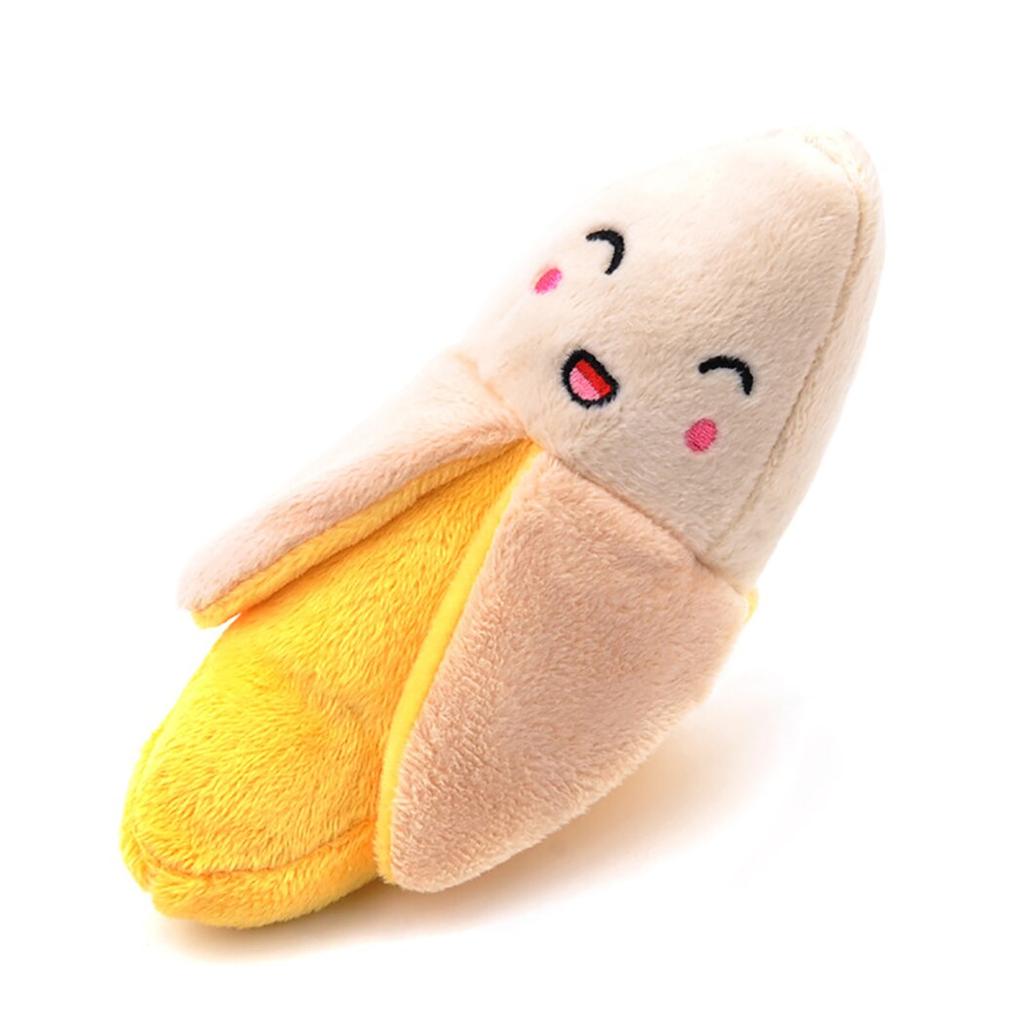 Banana Squeaky Dog Toy Plush with Movable Peel by HitMyNeed
