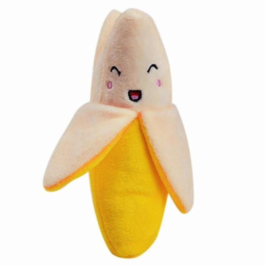 Banana Squeaky Dog Toy Plush with Movable Peel by HitMyNeed