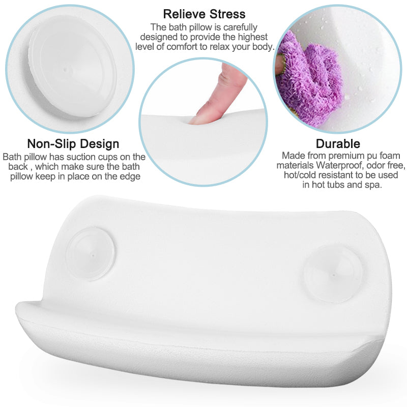 Bathtub Pillow with Suction Cups for Neck Support by HitMyNeed