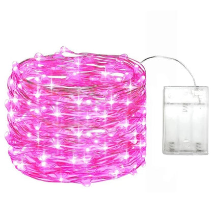 Battery LED Copper Wire Fairy Lights for Decor pink 1m by HitMyNeed