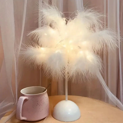 Battery LED Feather Table Night Light with Smart Sensor by HitMyNeed