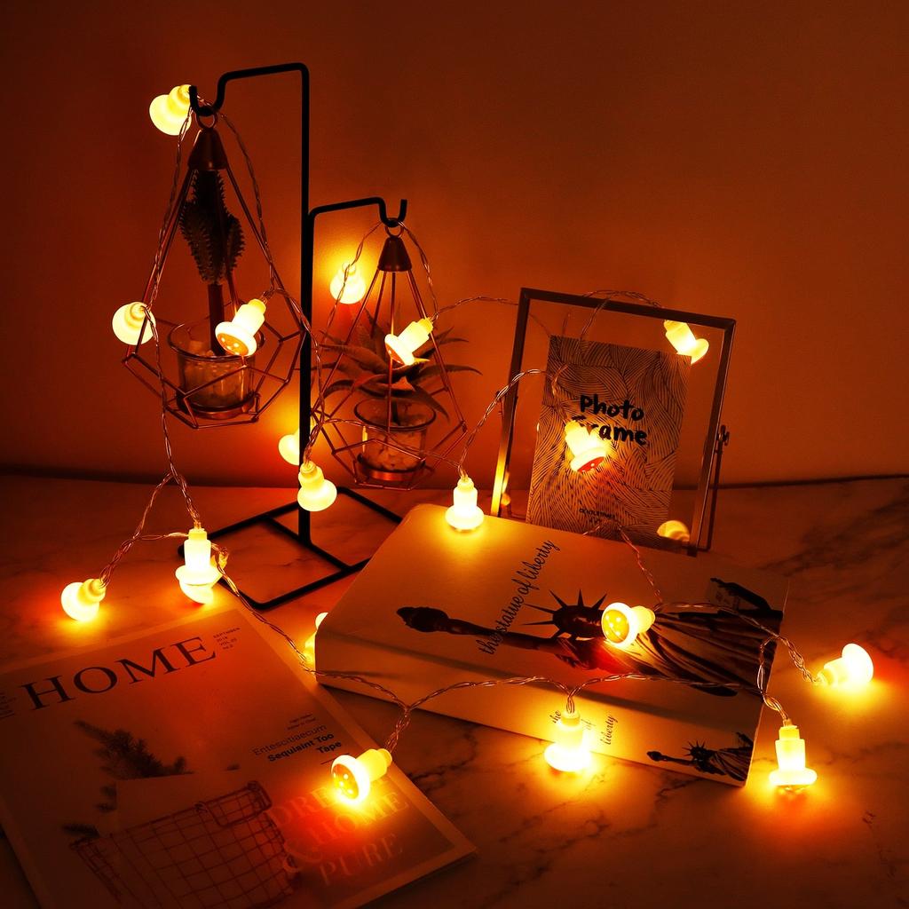 Battery Mushroom String Lights, 20 LED, 2m Warm White by HitMyNeed