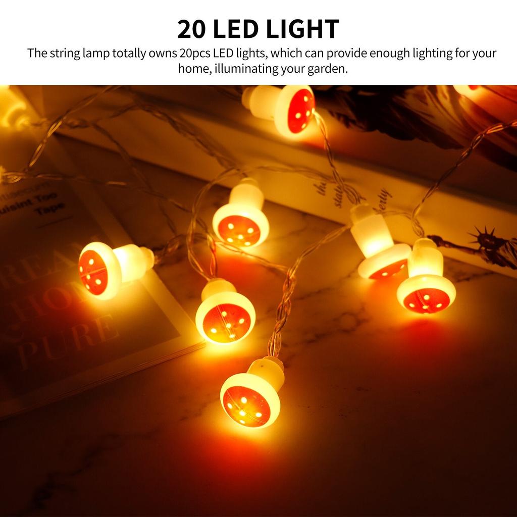 Battery Mushroom String Lights, 20 LED, 2m Warm White by HitMyNeed