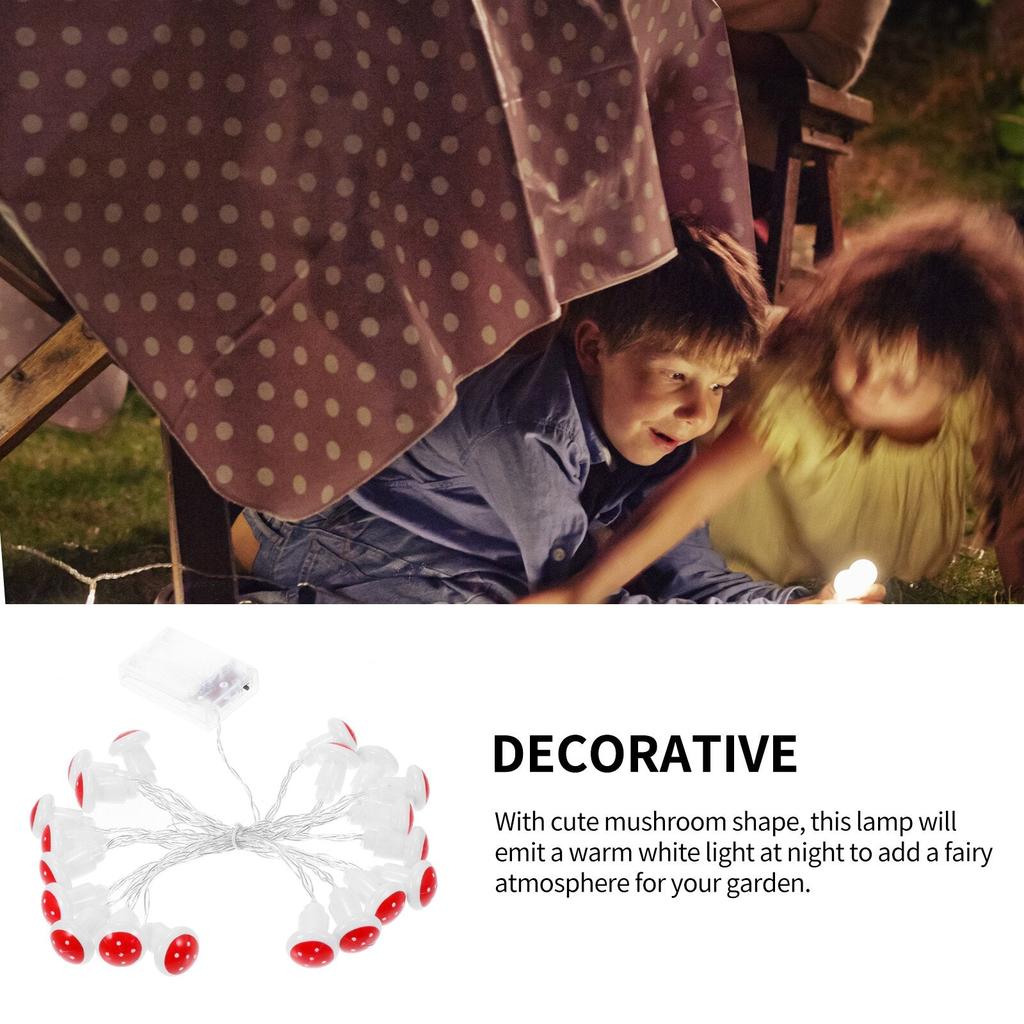 Battery Mushroom String Lights, 20 LED, 2m Warm White by HitMyNeed
