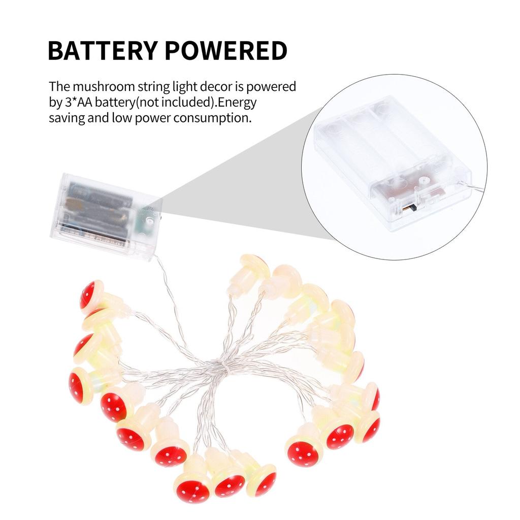 Battery Mushroom String Lights, 20 LED, 2m Warm White by HitMyNeed