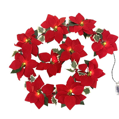 Battery Operated Poinsettia Christmas String Lights by HitMyNeed