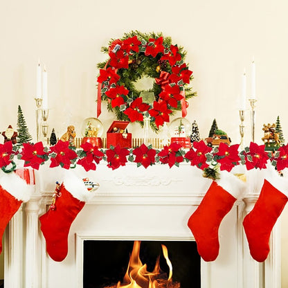 Battery Operated Poinsettia Christmas String Lights by HitMyNeed