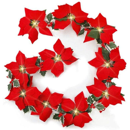 Battery Operated Poinsettia Christmas String Lights by HitMyNeed