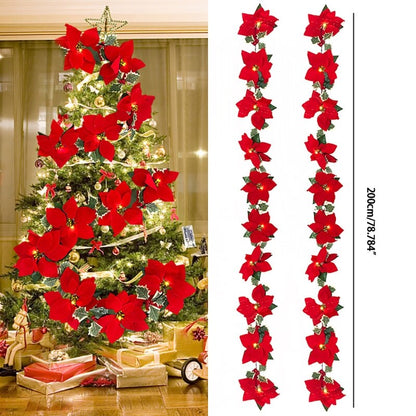 Battery Operated Poinsettia Christmas String Lights by HitMyNeed