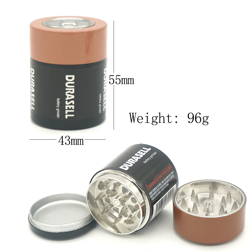 Battery Shape Metal Herb Grinder 44mm Zinc Alloy by HitMyNeed