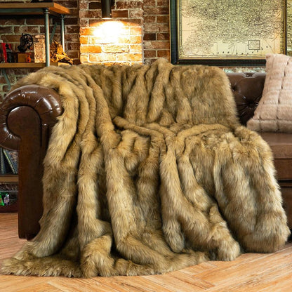 Battilo Faux Fur King Size Throw Blanket Plaid by HitMyNeed