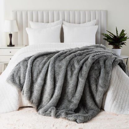 Battilo Faux Fur King Size Throw Blanket Plaid by HitMyNeed