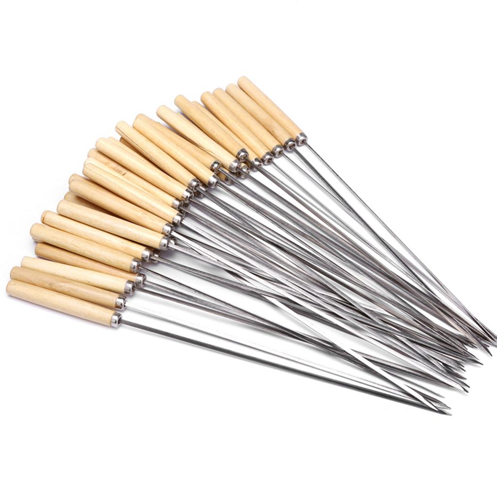 BBQ Stainless Steel Skewers with Wooden Handles (20pcs) by HitMyNeed