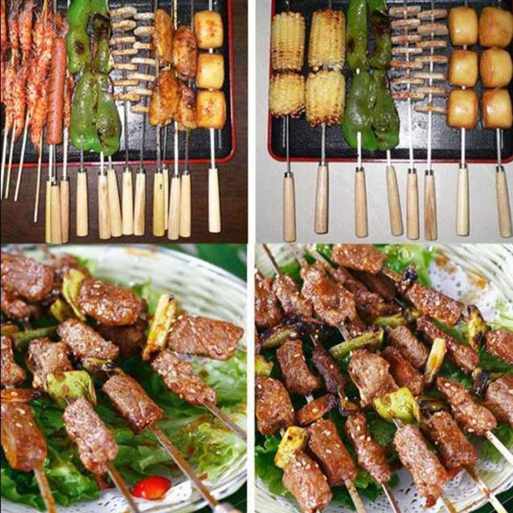 BBQ Stainless Steel Skewers with Wooden Handles (20pcs) by HitMyNeed
