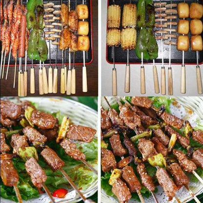 BBQ Stainless Steel Skewers with Wooden Handles (20pcs) by HitMyNeed