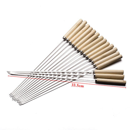BBQ Stainless Steel Skewers with Wooden Handles (20pcs) by HitMyNeed