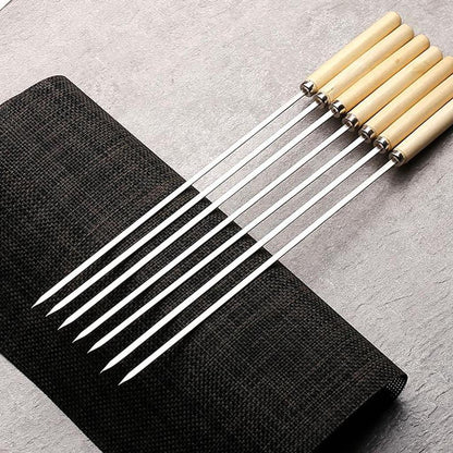 BBQ Stainless Steel Skewers with Wooden Handles (20pcs) by HitMyNeed