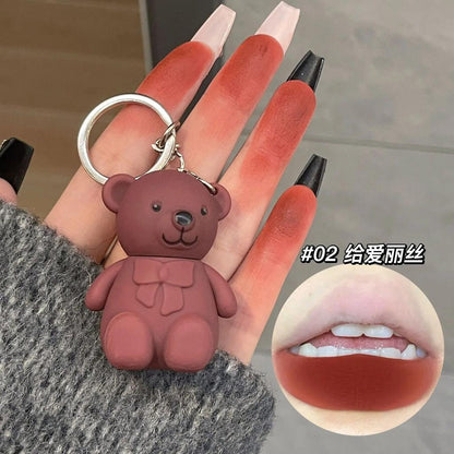 Bear Keychain Matte Velvet Lip Mud Glaze abw900 by HitMyNeed