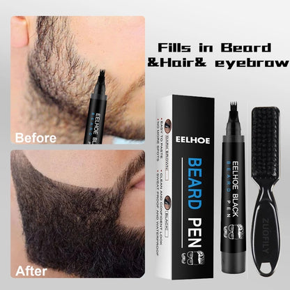 Beard Filling Pen Kit with Brush - Black & Brown 01-black by HitMyNeed