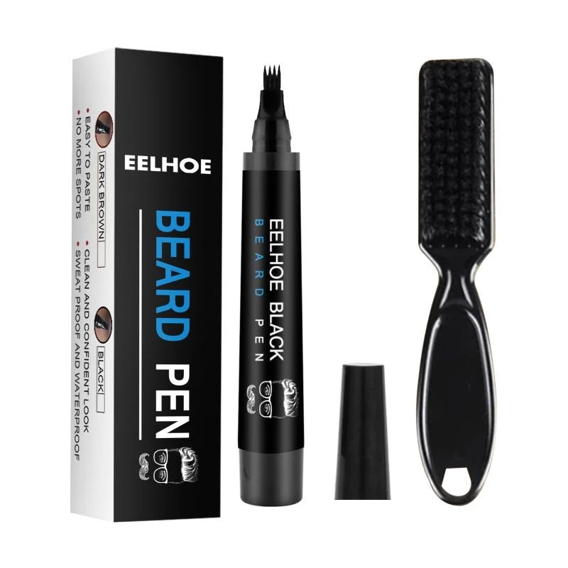 Beard Filling Pen Kit with Brush - Black & Brown 02-dark-brown by HitMyNeed