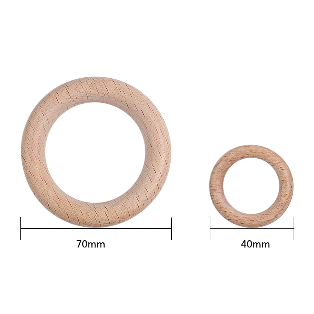 Beech Wood Teething Rings Set (5 Pack) 55mm-5pc by HitMyNeed